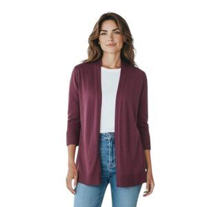 Evolution by Cyrus Women Cardigan~Size Small~Burgundy Soft Open Front~NWT L13 22